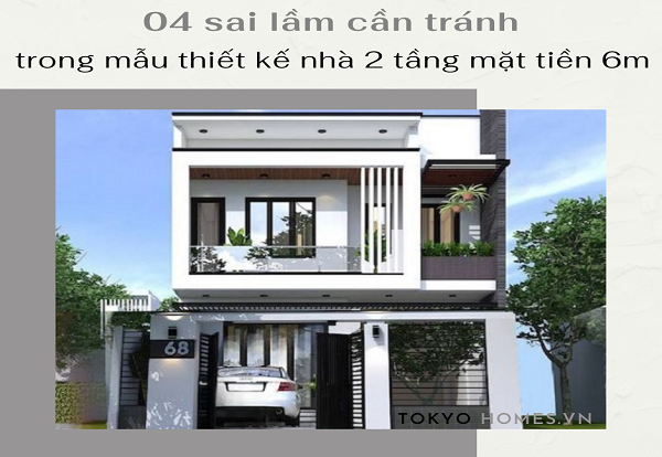 Mẫu thiết kế nhà 2 tầng mặt tiền 6m